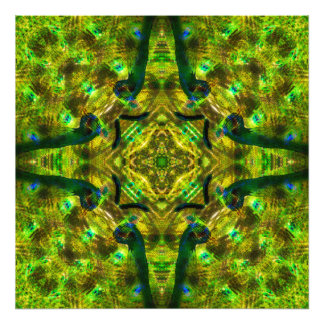 Trippy Psychedelic Geometric kaleidoscope Peacock Foto Afdruk
