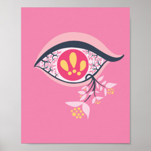 Trippy Psychedelic Pink Eye Floral Pastel Gothic Poster