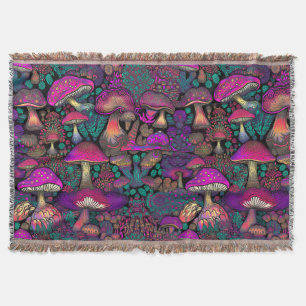 Trippy psychedelisch paddenstoelenpatroon deken