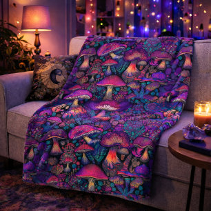 Trippy psychedelisch paddenstoelenpatroon sherpa deken