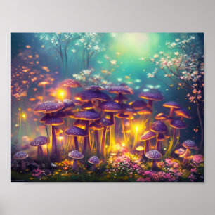 Trippy Psychedelische Magische Paddenstoelen Digit Poster