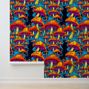 Trippy Psychedelische Paddestoelen met een Vibe Behang