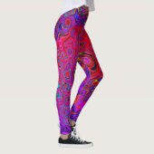 Trippy Red en Paars Abstract Retro vloeibare werve Leggings (Rechts)
