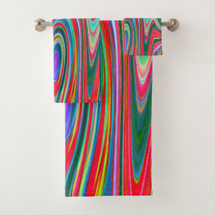 Trippy Red, Green and Blue Abstract Groovy Art Bad Handdoek
