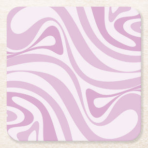Trippy Retro Abstract Swirl Pattern Lila Pastel Vierkante Kartonnen Onderzetter