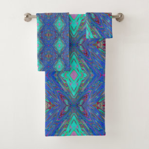 Trippy Retro Bleu et Rouge Papillon Abstrait