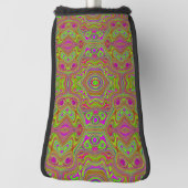 Trippy Retro Chartreuse Magenta Abstract Patroon Golfheadcover (Draai 90)