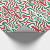 Trippy Retro Groovy Squiggly Kerstpatroon Cadeaupapier (Hoek)