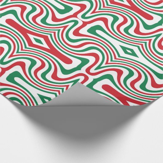 Trippy Retro Groovy Squiggly Kerstpatroon Cadeaupapier (Hoek)