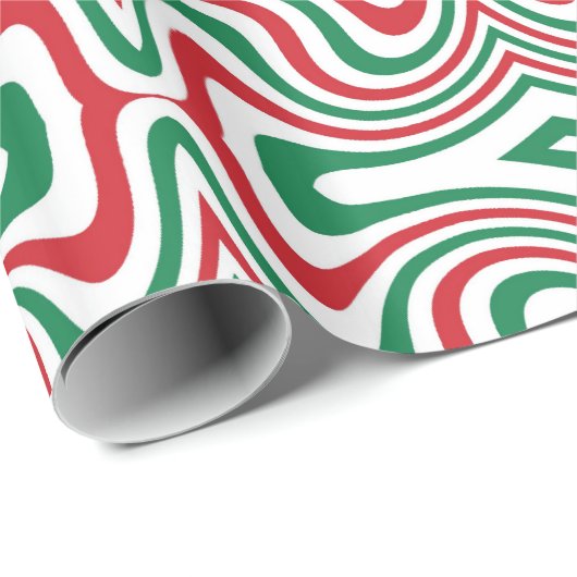 Trippy Retro Groovy Squiggly Kerstpatroon Cadeaupapier (Rol Hoek)