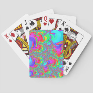 Trippy Retro Levendig Neon Regenboog Fractale Kuns Pokerkaarten
