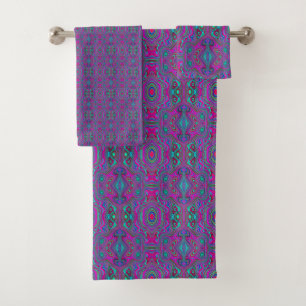 Trippy Retro Magenta, bleu et vert Abstrait