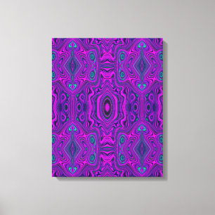 Trippy Retro Magenta en Zwarte Abstract Patroon Canvas Afdruk