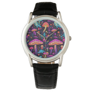 Trippy Retro Mushroom Watch Horloge