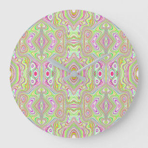 Trippy Retro Pink en Lime Green Abstract Pattern Grote Klok