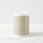 Trippy Retro Pink en Lime Green Abstract Pattern Porselein Kop (Voorkant)