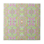 Trippy Retro Pink en Lime Green Abstract Pattern Tegeltje (Voorkant)