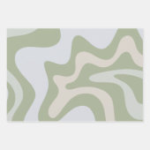 Trippy Retro Sage Green Swirls Abstract Patroon Inpakpapier Vel (Voorkant 2)