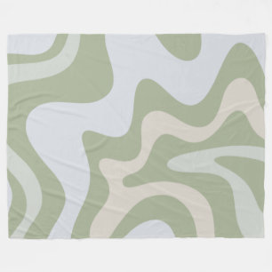Trippy Retro Saliegroen Draaiingen Abstract Patroo Fleece Deken