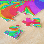 Trippy Retro Vibrant Neon Rainbow Fractal Art Legpuzzel (Zijkant)