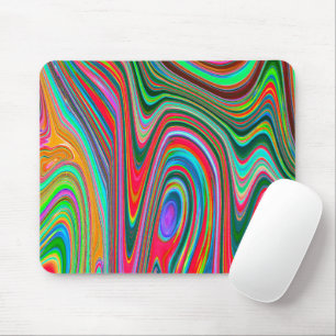 Trippy Rood, Groen en Blauw Abstract Groovy Kunst Muismat