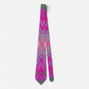 Trippy Roze, Aqua en Magenta Abstracte Vlinder Stropdas