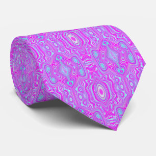 Trippy Roze en Aqua Blauwe Abstracte Patroon Stropdas