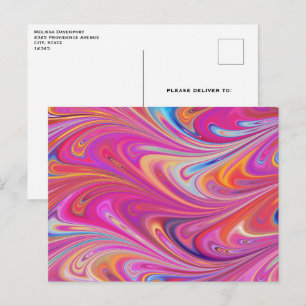 Trippy Roze en Oranje Swirly Design Briefkaart