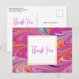 Trippy Roze en Oranje Swirly Design Dank u Briefkaart