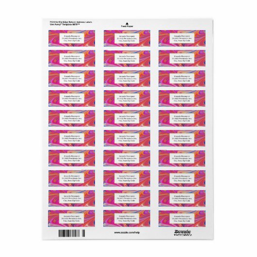 Trippy Roze en Oranje Swirly Design Etiket (Full Sheet)