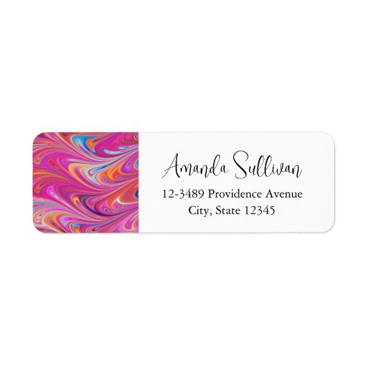 Trippy Roze en Oranje Swirly Design Etiket (Voorkant)