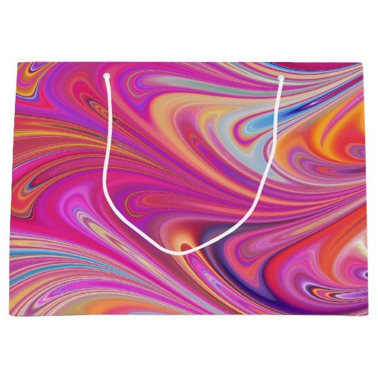 Trippy Roze en Oranje Swirly Design Groot Cadeauzakje (Voorkant)