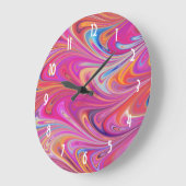 Trippy Roze en Oranje Swirly Design Grote Klok (Hoek)