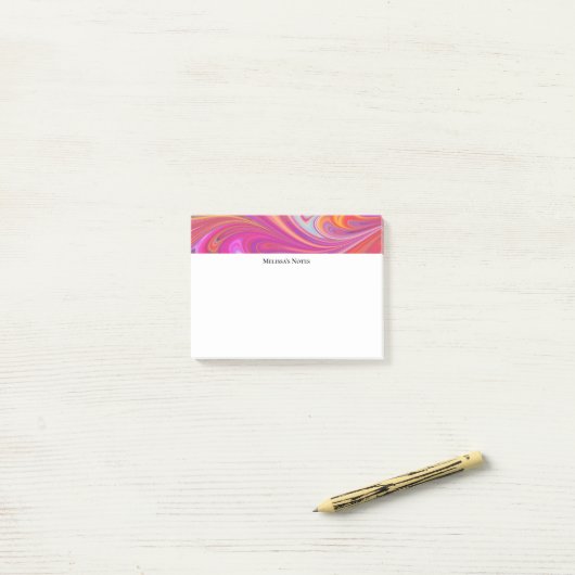 Trippy Roze en Oranje Swirly Design Post-it® Notes (Op bureau)