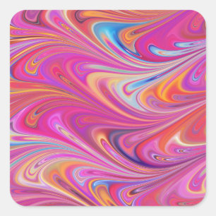 Trippy Roze en Oranje Swirly Design Vierkante Sticker