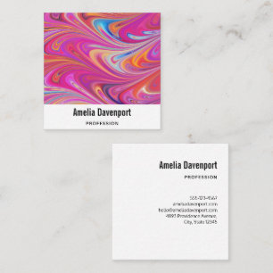 Trippy Roze en Oranje Swirly Design Vierkante Visitekaartje