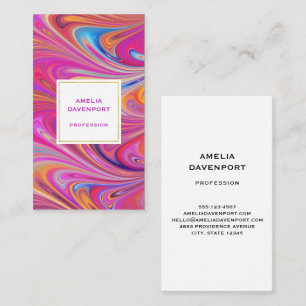 Trippy Roze en Oranje Swirly Design Visitekaartje