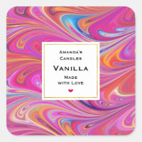 Trippy Roze en Sinaasappel Swirly Design Candle Cr