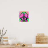 Trippy roze vredesbord poster (Keuken)