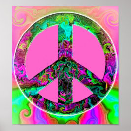 Trippy roze vredesbord poster