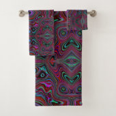 Trippy Seafoam Green en Magenta Abstract Patroon Bad Handdoek (Insitu)