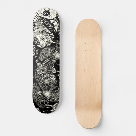 Trippy Sepia Black Skateboard (Voorkant)