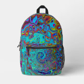 Trippy Sky Blue Abstract Retro Liquid Swirl Bedrukte Rugzak (Voorkant)