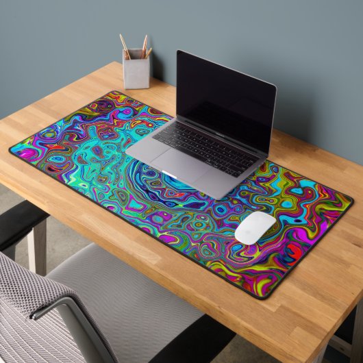 Trippy Sky Blue Abstract Retro Liquid Swirl Bureaumat (Kantoor 2)