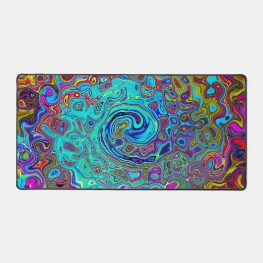 Trippy Sky Blue Abstract Retro Liquid Swirl Bureaumat (Voorkant)