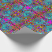 Trippy Sky Blue Abstract Retro Liquid Swirl Cadeaupapier (Hoek)