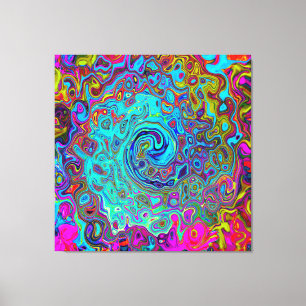 Trippy Sky Blue Abstract Retro Liquid Swirl Canvas Afdruk