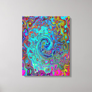 Trippy Sky Blue Abstract Retro Liquid Swirl Canvas Afdruk