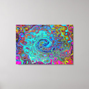 Trippy Sky Blue Abstract Retro Liquid Swirl Canvas Afdruk
