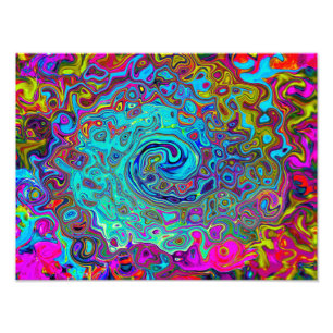 Trippy Sky Blue Abstract Retro Liquid Swirl Foto Afdruk